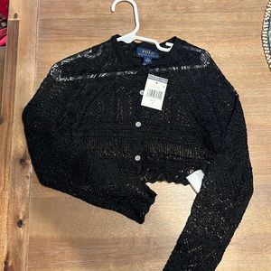Polo Ralph Lauren girls black net sweater. NWT.